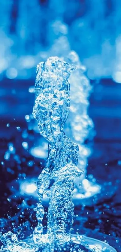 Vibrant blue water splash on phone wallpaper.