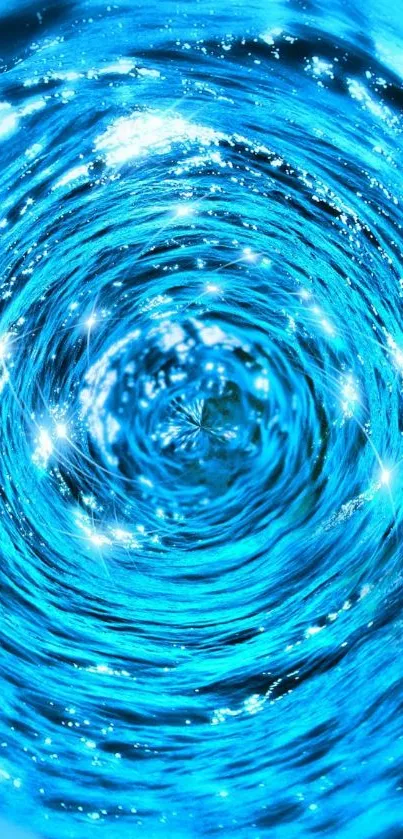 Vibrant blue water vortex with sparkling swirl effect.