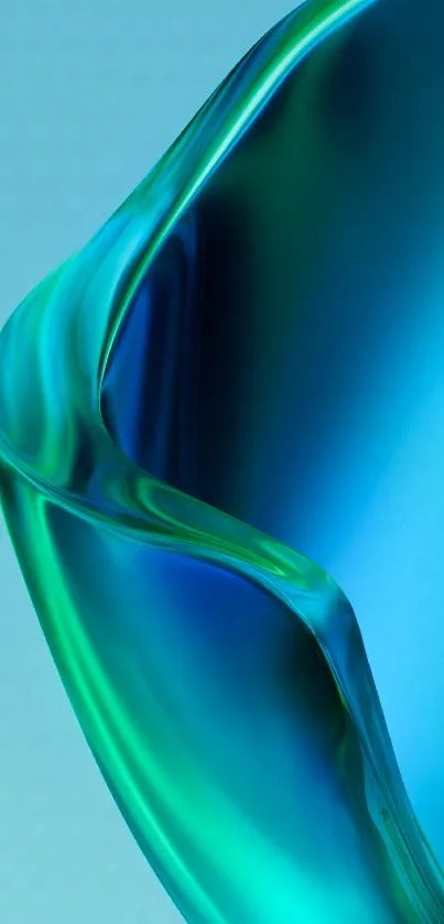 Abstract teal and blue wave mobile wallpaper.