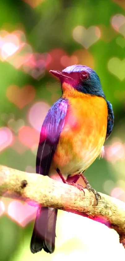 A vibrant bluebird perched on a branch against a lush green background.