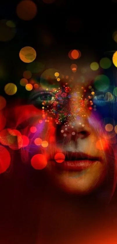 Colorful bokeh abstract face art wallpaper for mobile.