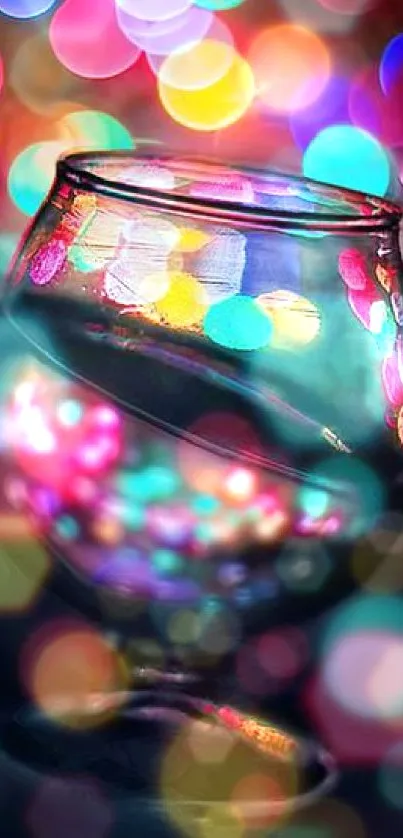 Colorful bokeh effect glass wallpaper with vibrant lights.