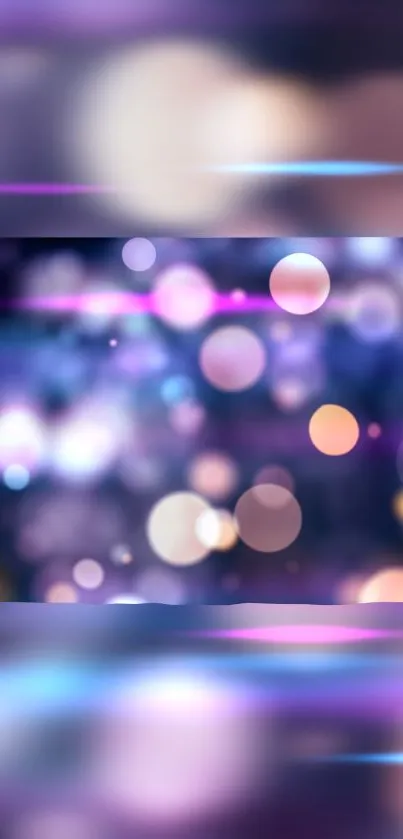 Vibrant bokeh lights on a dark abstract background mobile wallpaper.