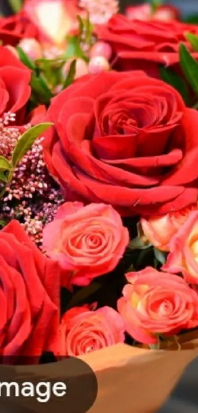 Vibrant bouquet of red roses in bloom.