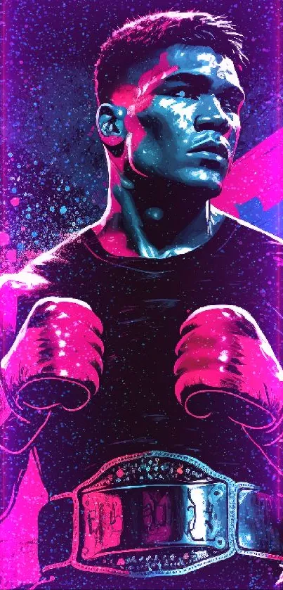 Colorful artwork of a boxer with vibrant splashes.