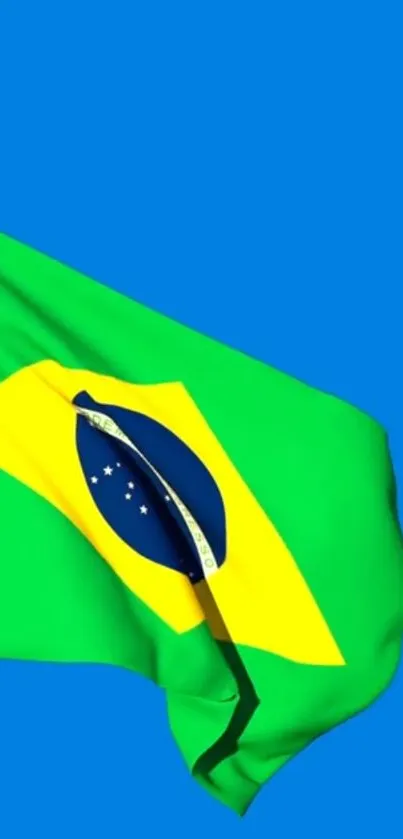 Brazil flag waving on a blue background wallpaper.