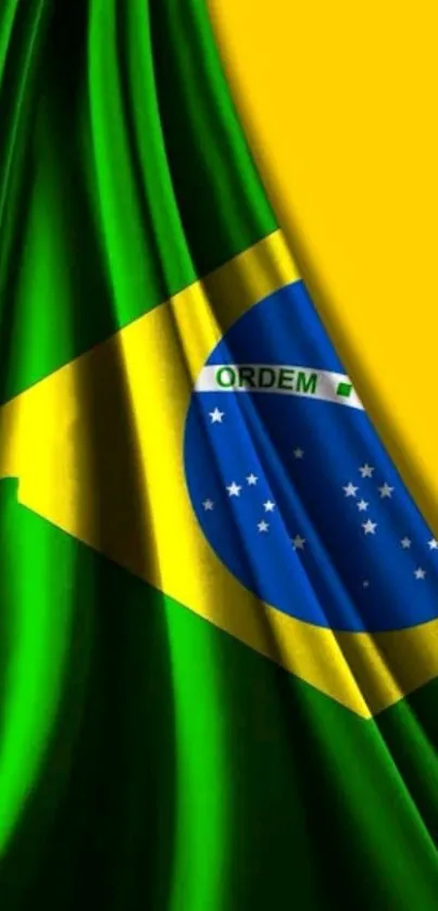 Brazilian flag wallpaper with vibrant colors and patriotic design.