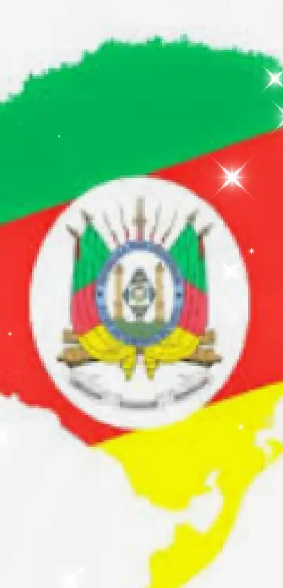 Brazilian state flag in red, green, and yellow hues on mobile wallpaper.