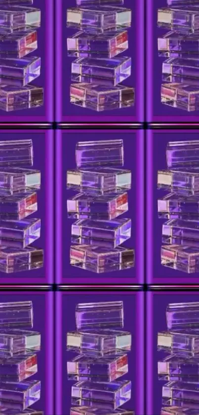 Abstract wallpaper with purple brick pattern and vibrant colors.
