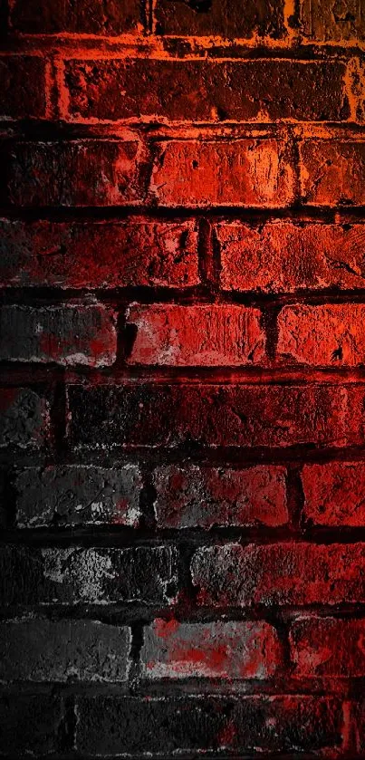 Red gradient on a brick wall wallpaper for mobile.