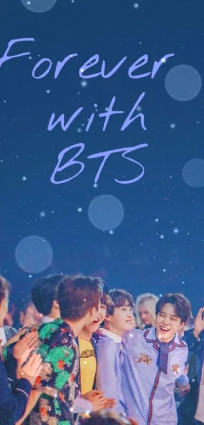 BTS group enjoying a lively moment together under bright lights.