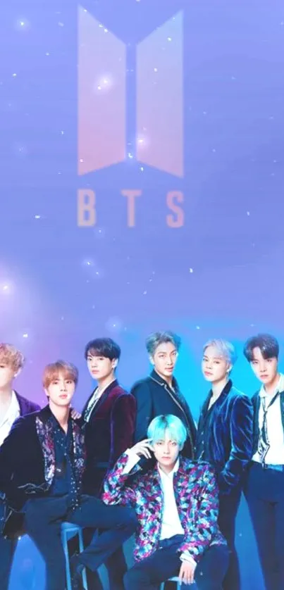 Vibrant BTS wallpaper with a celestial background and the popular K-pop group.