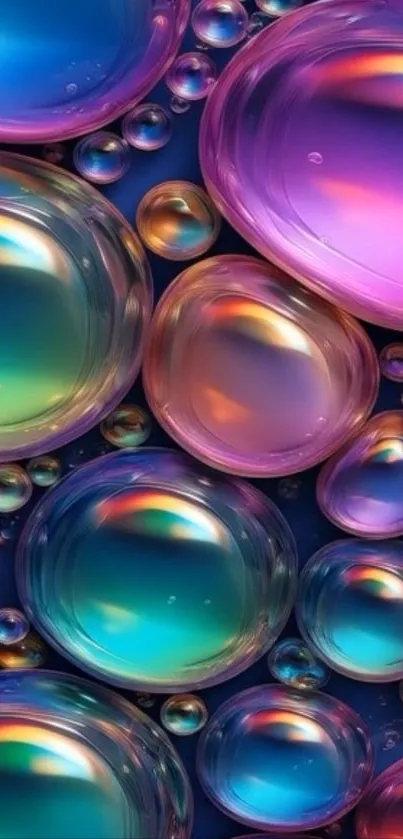Colorful abstract wallpaper with iridescent bubbles.