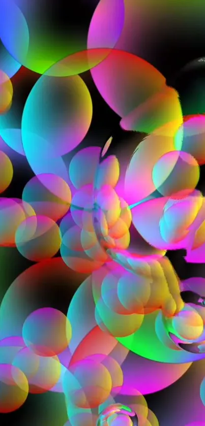 Vibrant neon bubble mobile wallpaper with a colorful, abstract design.