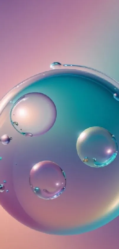 Colorful bubble wallpaper with a teal gradient.