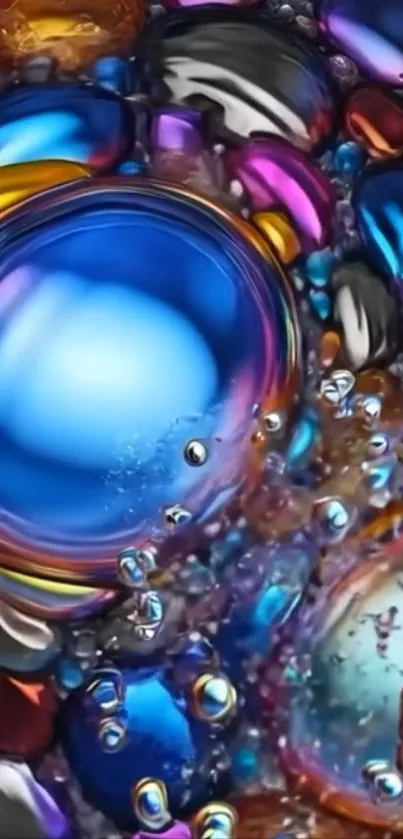 Vibrant abstract wallpaper with colorful bubbles.