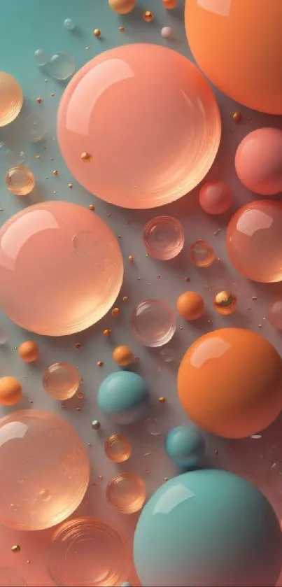 Abstract coral and teal bubble wallpaper for phone.