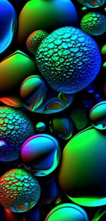 Vibrant abstract wallpaper with neon bubbles.