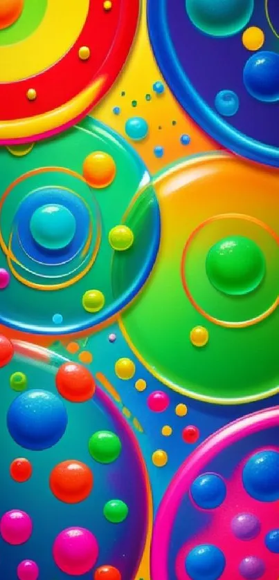 Colorful bubble art wallpaper with vibrant circular designs.