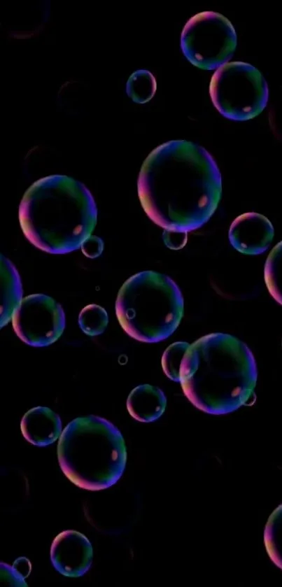 Colorful bubbles art on a black wallpaper background.