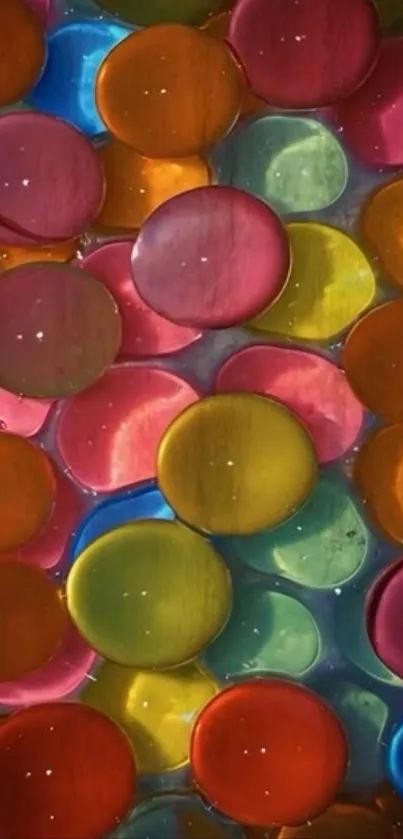 Colorful bubble art wallpaper with vibrant orbs in orange, pink, and blue hues.