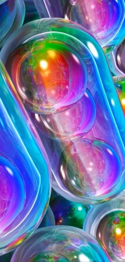 Colorful abstract bubble art on smartphone wallpaper.