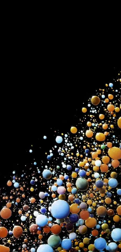 Vibrant colorful bubbles on black background wallpaper