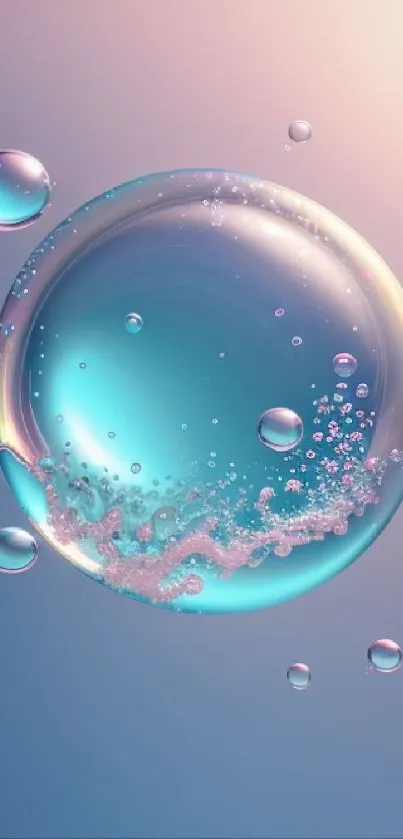 Abstract bubble with vibrant colors on phone wallpaper.