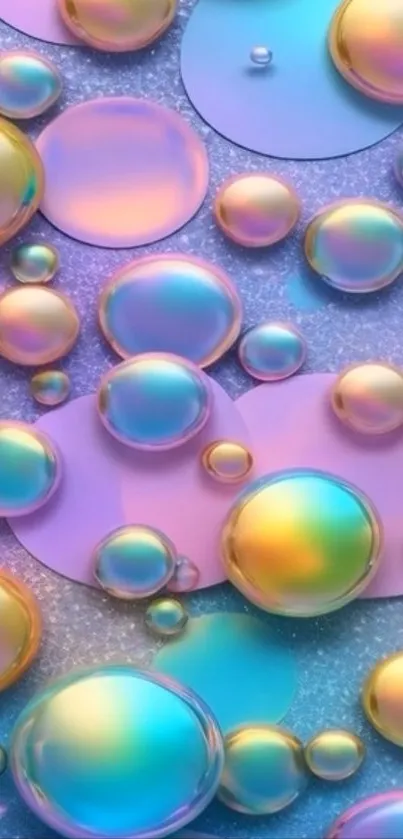 Vibrant multi-colored bubbles on lavender background.