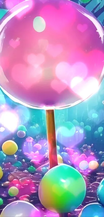 Colorful bubble fantasy wallpaper with vibrant magenta hues.