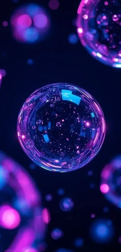 Vibrant neon bubbles with cosmic theme.