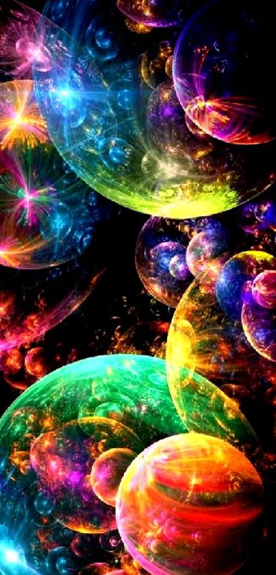 Vibrant bubble galaxy wallpaper with colorful cosmic design.