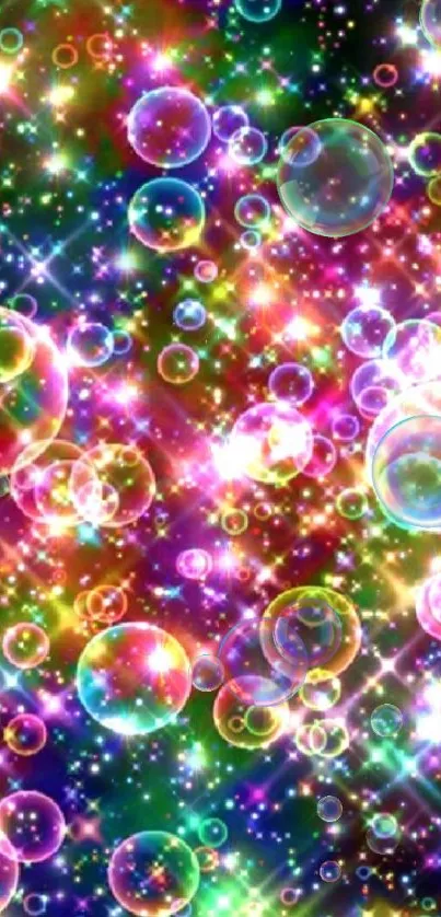 Colorful bubbles and stars mobile wallpaper.