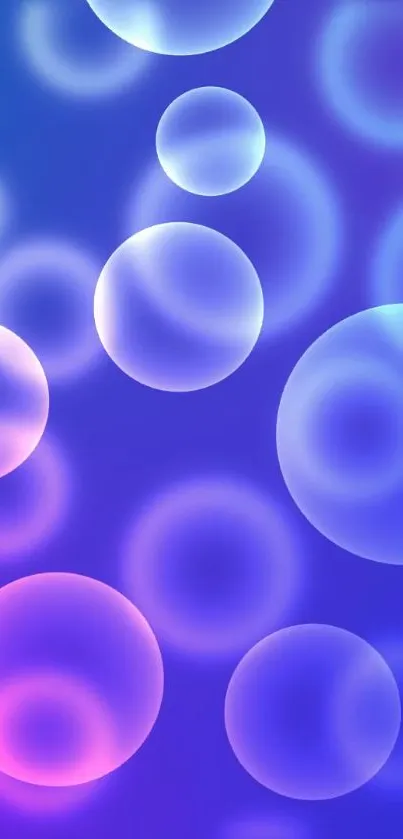 Blue gradient wallpaper with translucent bubbles.