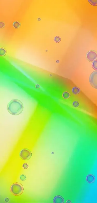 Vibrant gradient wallpaper with colorful bubbles.