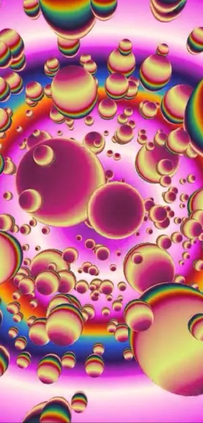 Abstract colorful bubbles with pink background