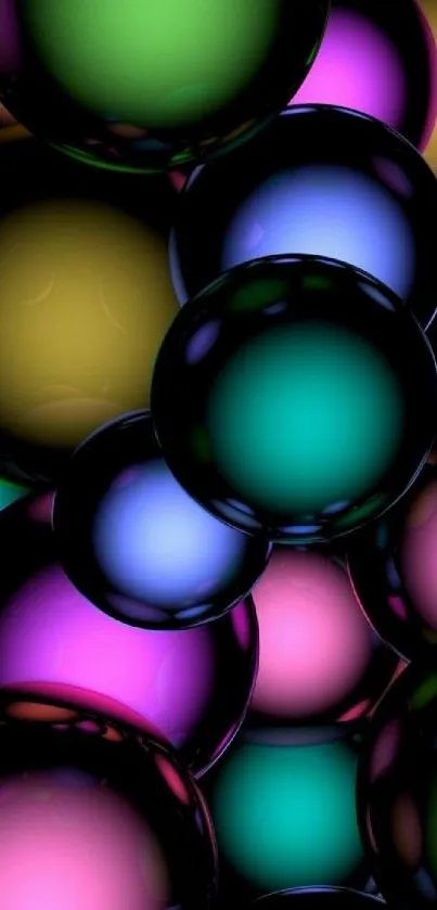 Colorful abstract wallpaper with glowing bubbles.