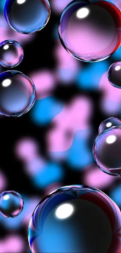 Colorful bubbles on a neon blurred background.