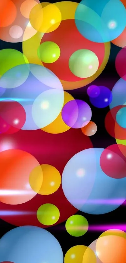 Colorful bubble wallpaper on black background.