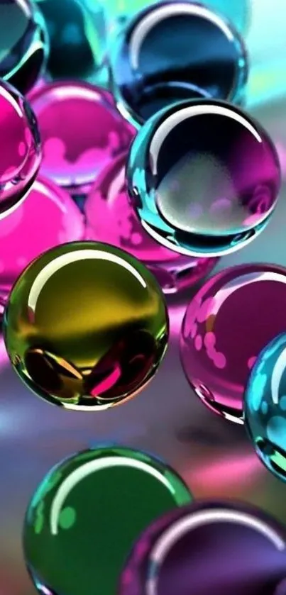 Colorful 3D bubbles floating on a vibrant background.