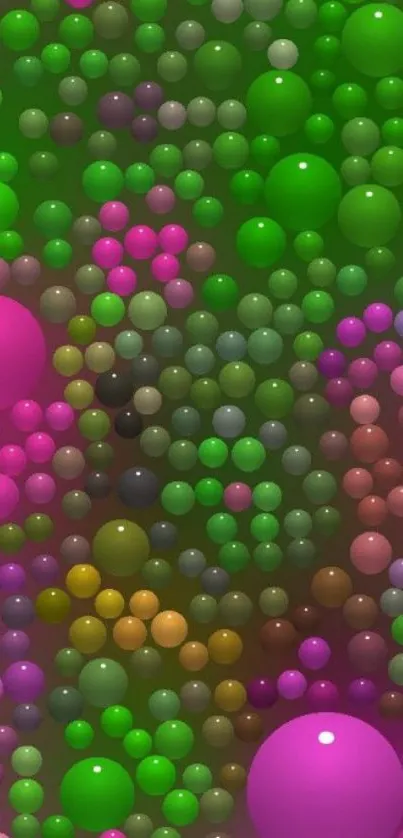 Vibrant green and pink bubble pattern wallpaper.