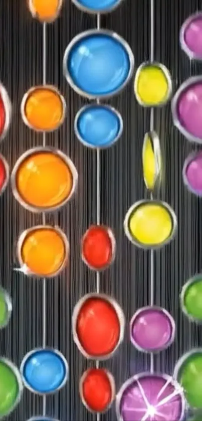 Colorful bubble pattern on striped background.