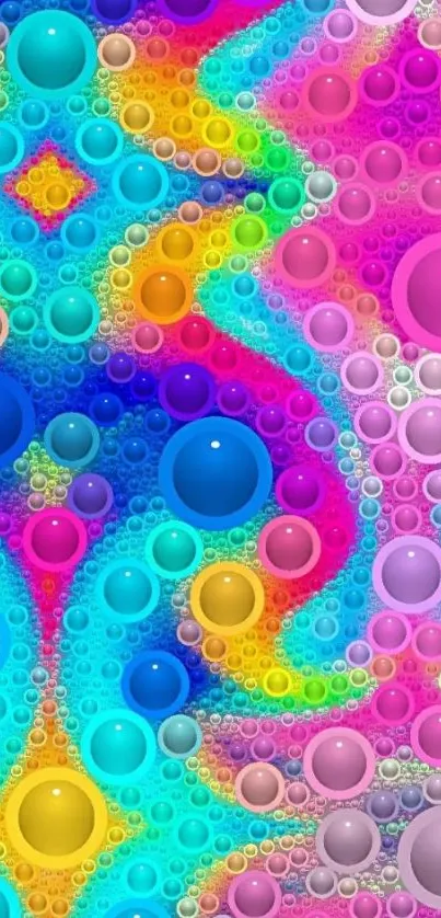 Colorful and vibrant bubble pattern wallpaper for mobile phones.