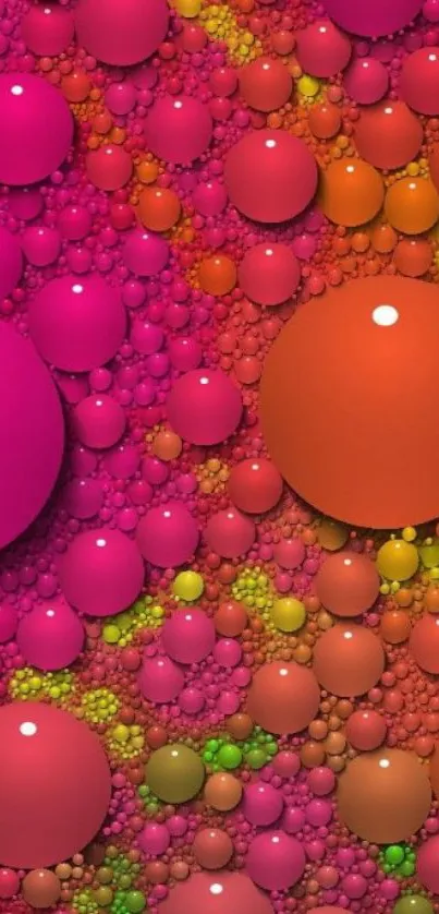 Vibrant bubbles wallpaper with pink, orange, and green hues.