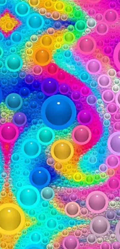 Vibrant wallpaper with colorful bubbles and psychedelic design.