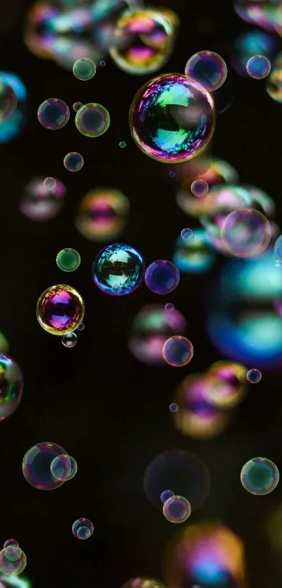 Colorful bubbles on a dark background mobile wallpaper.