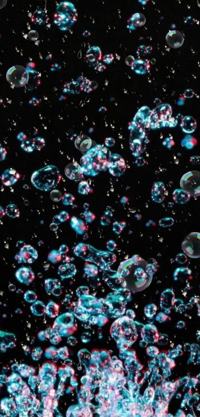 Vibrant bubbles on a black background, digital art wallpaper for phones.