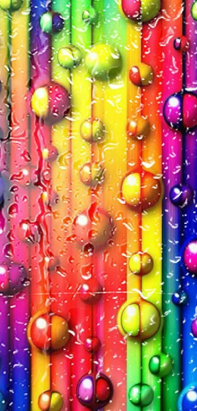 Colorful 3D bubble rainbow mobile wallpaper.