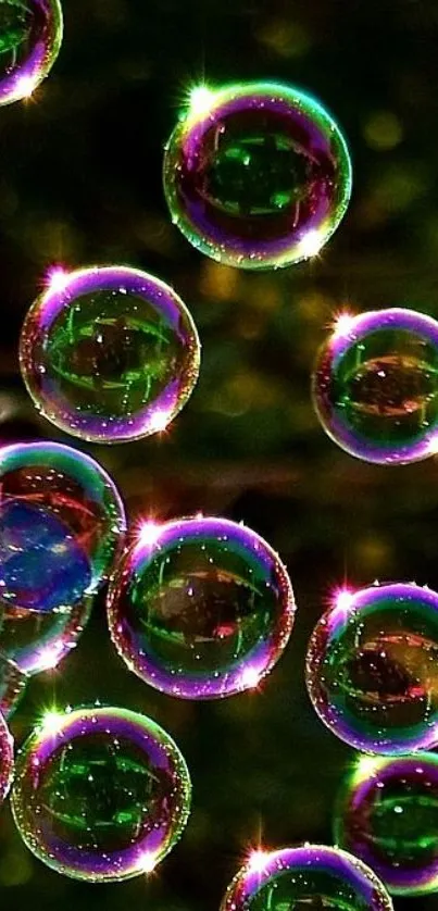 Vibrant bubble spheres with dark background