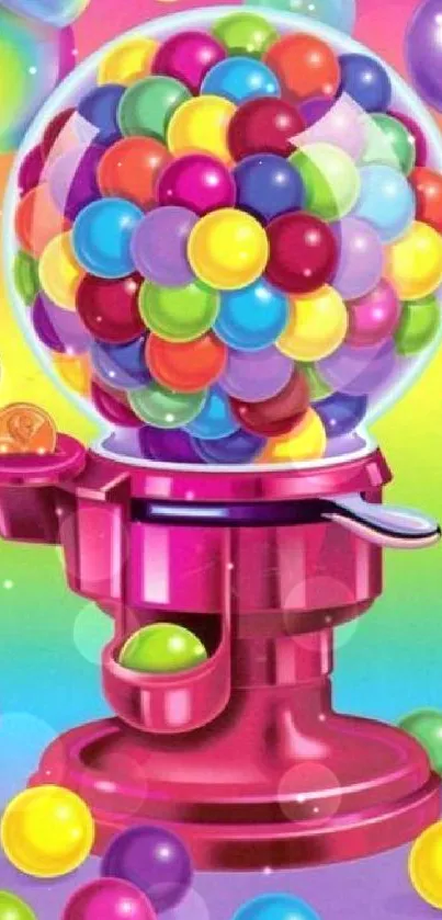 Colorful bubblegum machine with vibrant hues, perfect for mobile wallpaper.